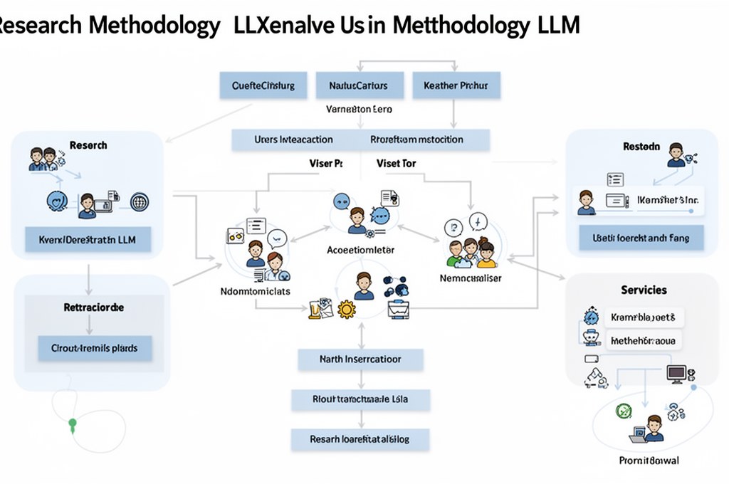 Diagram showing research methodology with LLMs and user interactions