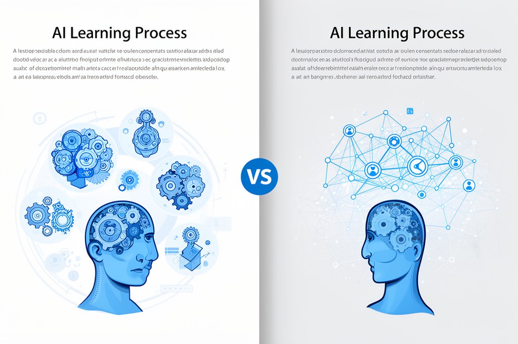 human vs AI learning process illustration