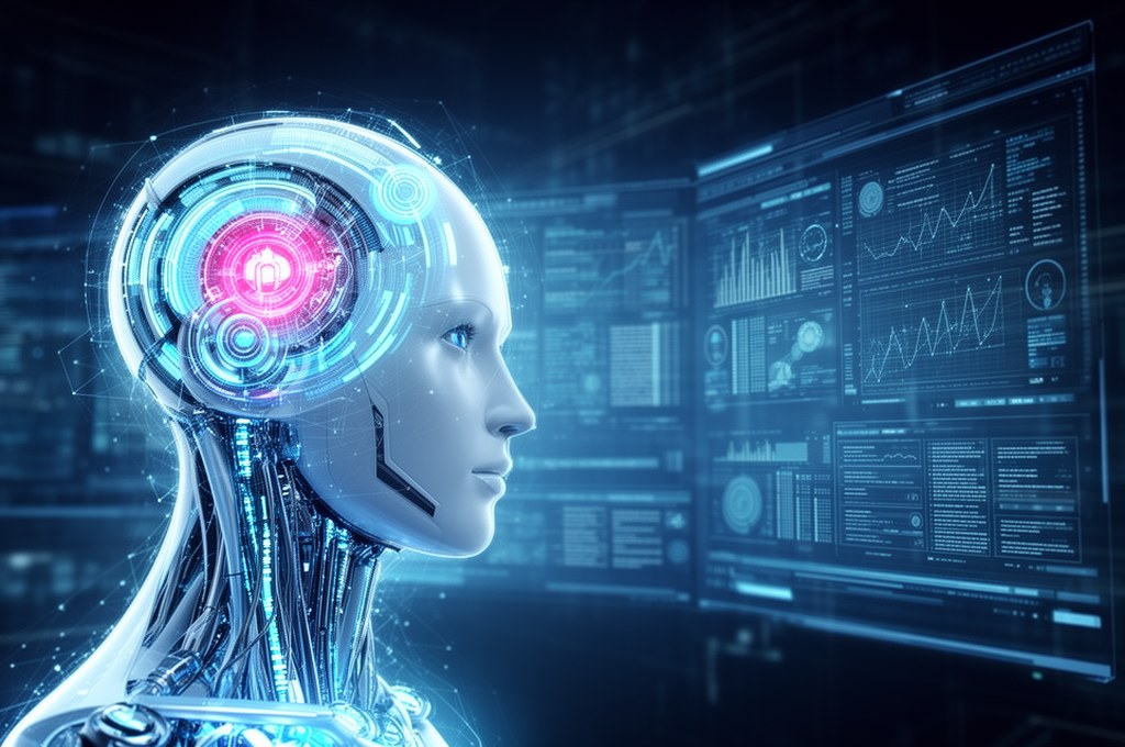 Futuristic concept of AI scanning healthcare data