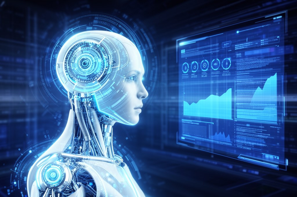 Futuristic concept of AI scanning healthcare data
